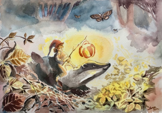 Lutin et blaireau à la lanterne